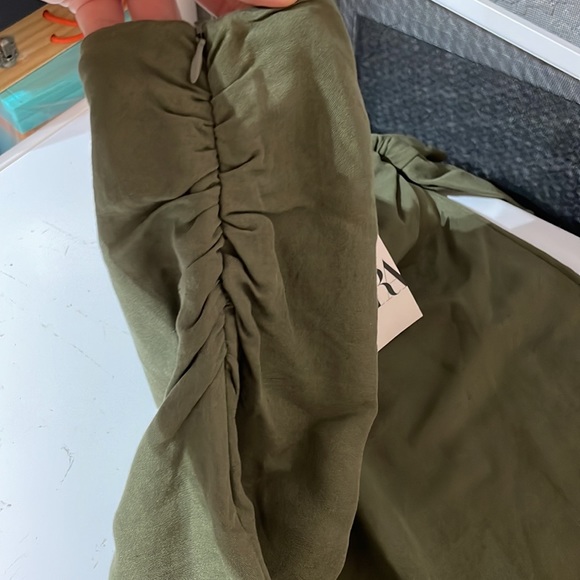 Zara Linen tied Midi skirt (green) - Picture 4 of 8